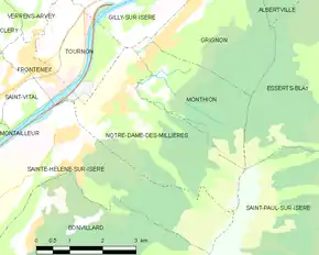 Poziția localității Notre-Dame-des-Millières