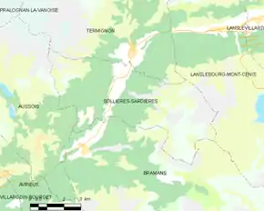 Poziția localității Sollières-Sardières