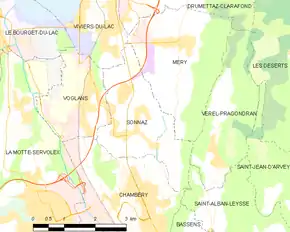 Poziția localității Sonnaz