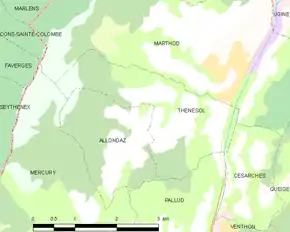 Poziția localității Thénésol