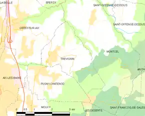 Poziția localității Trévignin