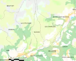 Poziția localității Valezan