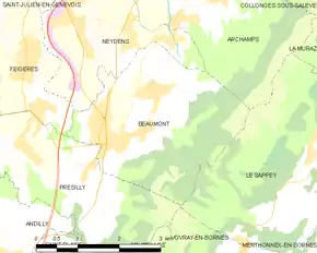 Poziția localității Beaumont