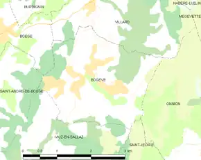 Poziția localității Bogève