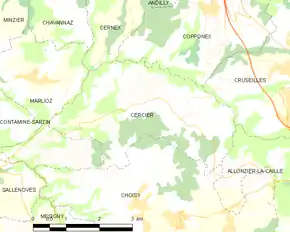 Poziția localității Cercier