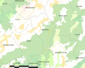 Poziția localității Cervens