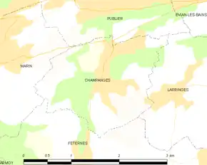 Poziția localității Champanges