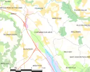 Poziția localității Contamine-sur-Arve