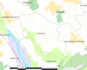 Poziția localității Faucigny
