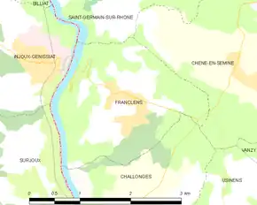Poziția localității Franclens