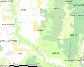 Poziția localității Gruffy