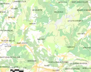 Poziția localității Mieussy