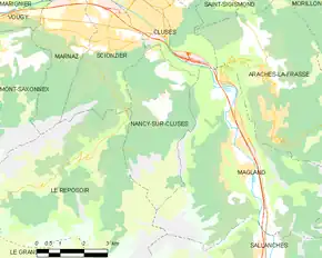 Poziția localității Nancy-sur-Cluses