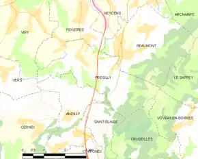 Poziția localității Présilly