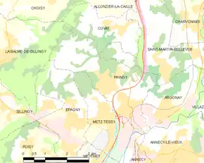 Poziția localității Pringy