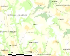 Poziția localității Thusy