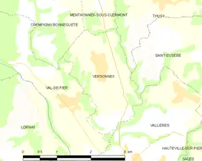 Poziția localității Versonnex