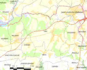 Poziția localității Viry