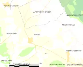 Poziția localității Argueil