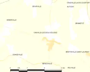 Poziția localității Canville-les-Deux-Églises