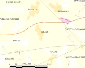 Poziția localității Cléville