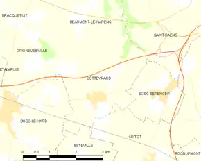 Poziția localității Cottévrard