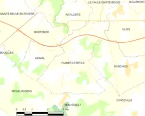 Poziția localității Flamets-Frétils