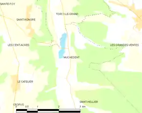 Poziția localității Muchedent