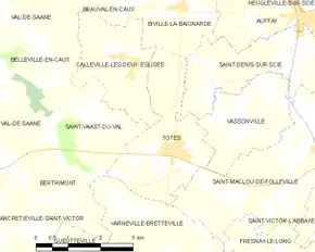 Poziția localității Tôtes
