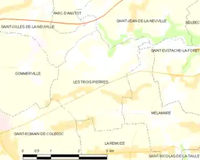 Poziția localității Les Trois-Pierres