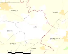 Poziția localității Avon