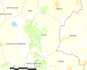 Poziția localității Caunay