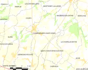 Poziția localității Champdeniers-Saint-Denis