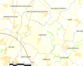 Poziția localității Cherveux