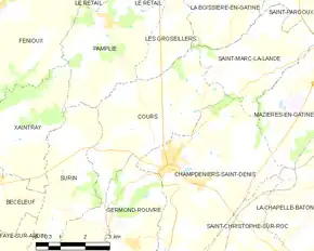 Poziția localității Cours