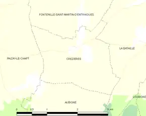 Poziția localității Crézières