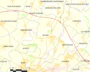 Poziția localității Échiré