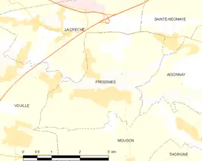 Poziția localității Fressines