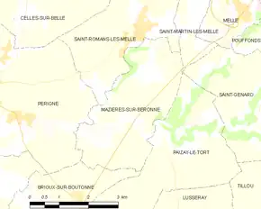 Poziția localității Mazières-sur-Béronne