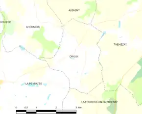 Poziția localității Oroux