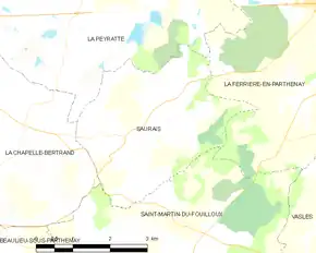 Poziția localității Saurais