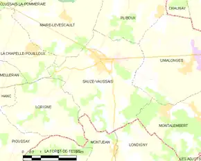 Poziția localității Sauzé-Vaussais