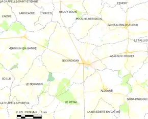 Poziția localității Secondigny