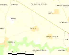 Poziția localității Andechy