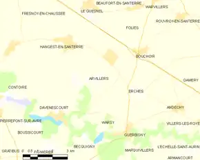 Poziția localității Arvillers