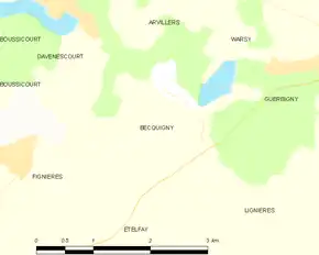Poziția localității Becquigny