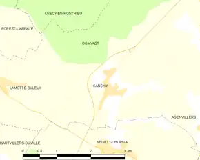 Poziția localității Canchy