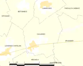 Poziția localității Caulières
