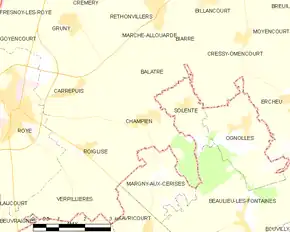 Poziția localității Champien