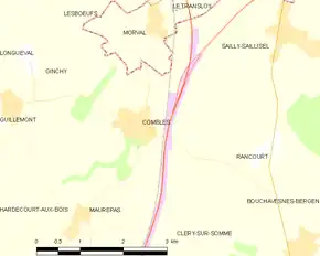 Poziția localității Combles